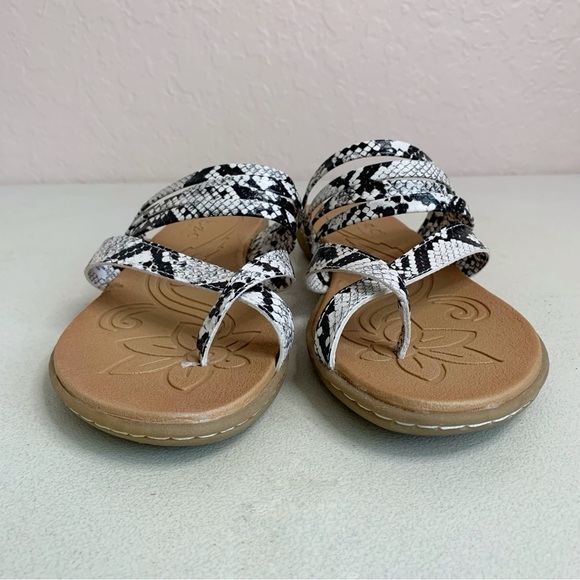 BOC Born Alisha Strappy Thong Flat Sandals Womens 10M Slip On Black Cream comfy - Picture 4 of 9
